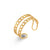 Women Fashion Stripe Geometric Stainless Steel 18K Gold Plated Rings