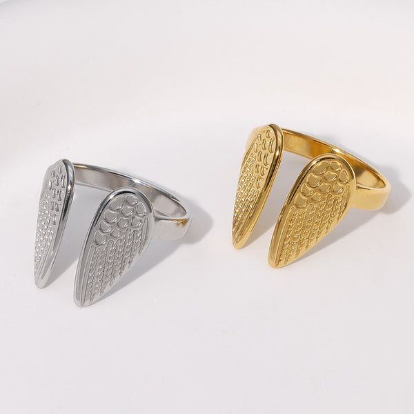 Open Ring Expressive Wing Stainless Steel Electroplating Rings