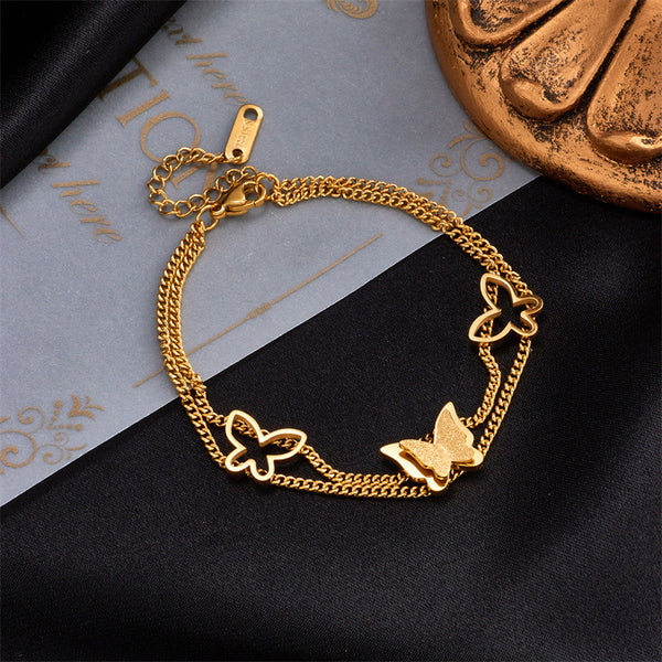 Women Butterfly Titanium Steel Electroplating Bracelets