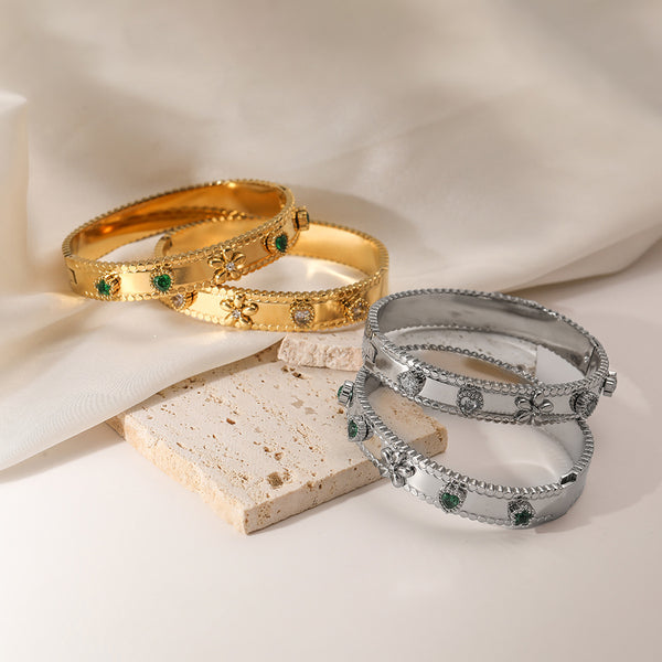 Irregular Stainless Steel Inlay Bangles