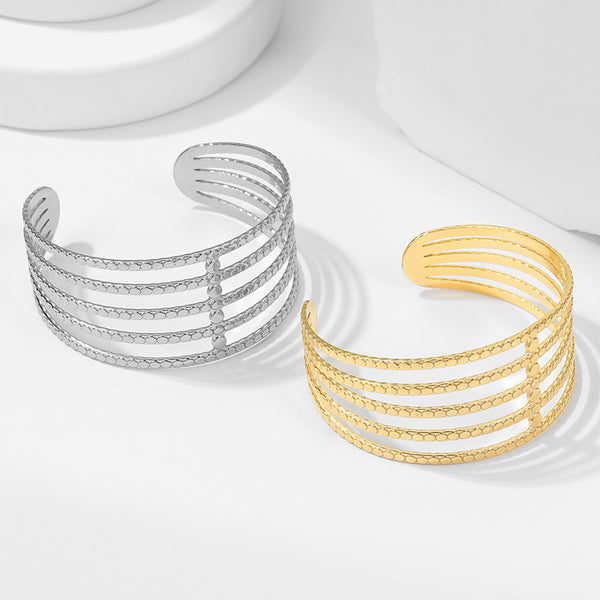 Stripe Stainless Steel Electroplating Bangles