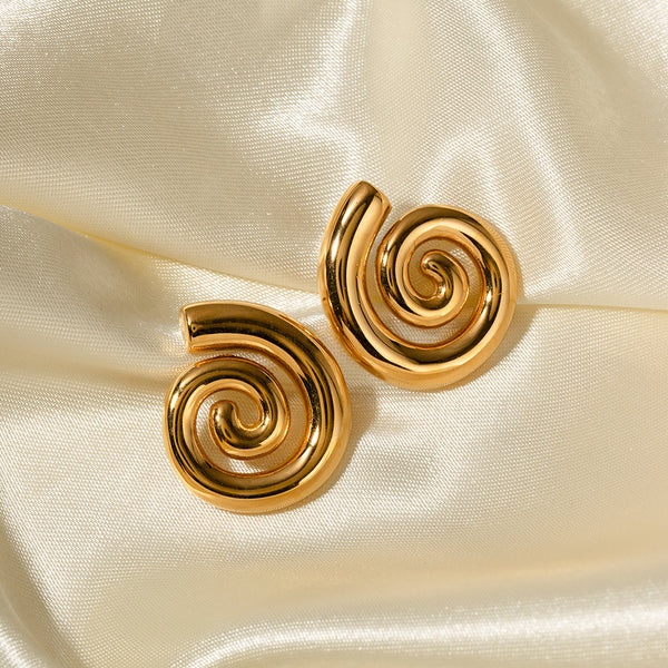 IG Style Twisted Geometric Stainless Steel 18K Gold Plated Earrings