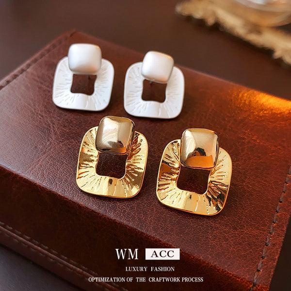 Luxurious Quadrilateral Geometric Alloy Electroplating Earrings