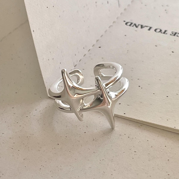 925 Sterling Silver Women Korean Star Silver Electroplating Rings