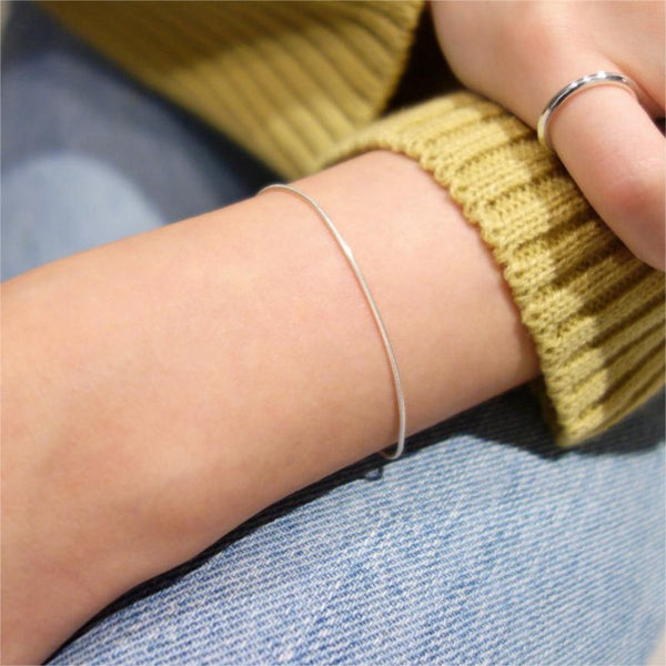 925 Sterling Silver Women Korean Geometric Silver Bracelets