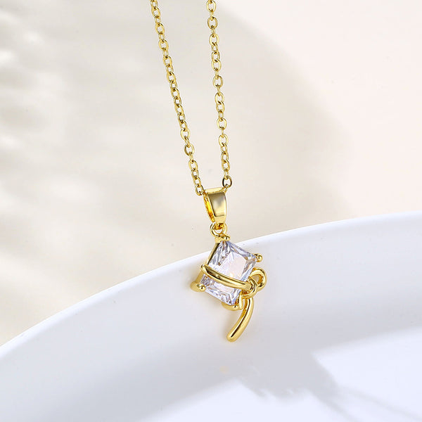 Women Minimalist Geometric Metal Bowknot Stainless Steel Electroplating Necklaces