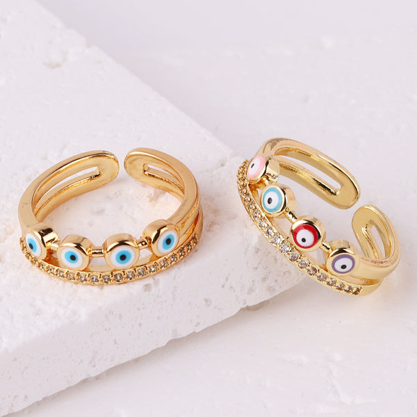 Women Eye Geometric Copper Electroplating Rings