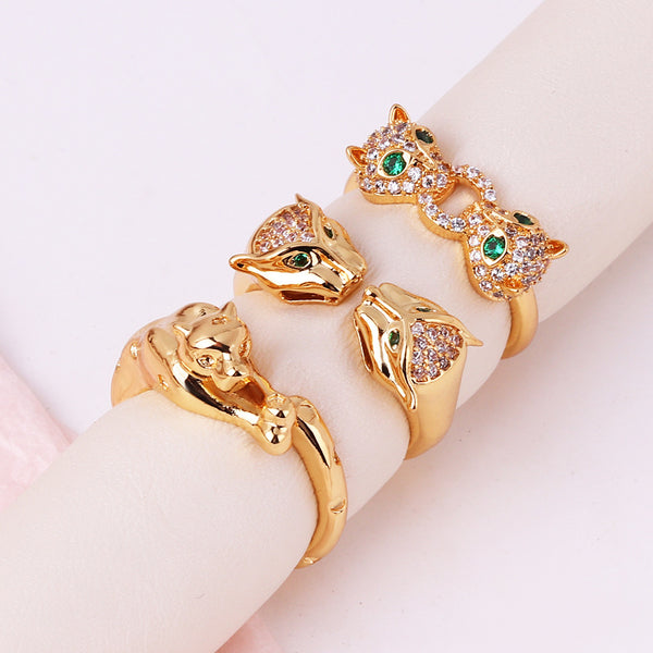 Unisex Animal Chinese Zodiac Animal Zircon Electroplating Rings