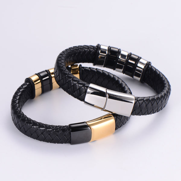 Retro Men Vintage Metal Leather Bangles