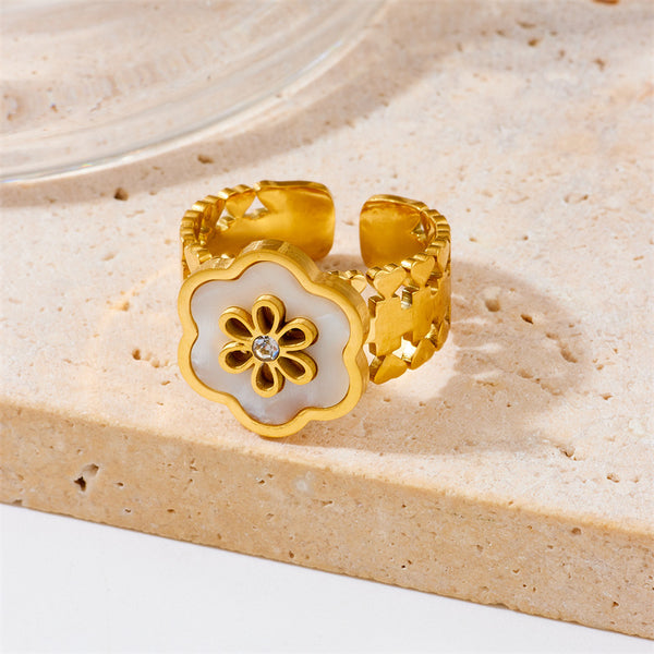 Fashion Flower Titanium Steel Electroplating Rings