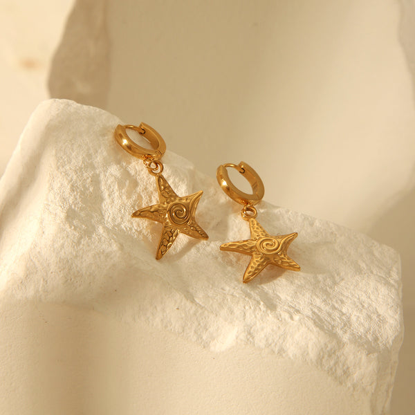 IG Style Starfish Geometric Stainless Steel Electroplating Earrings