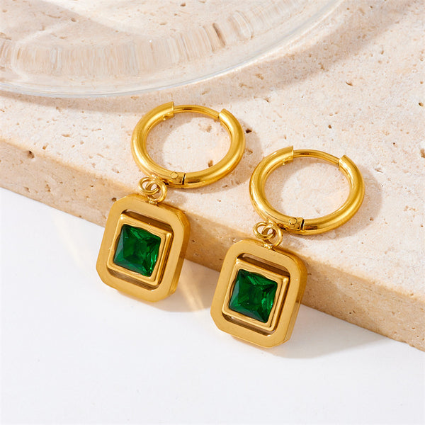 Square Titanium Steel Electroplating Earrings