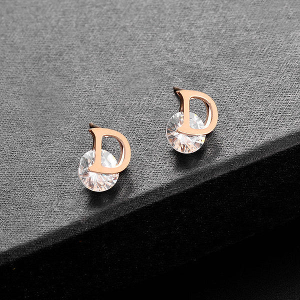 Geometric Titanium Steel 18K Gold Plated Stud Earrings