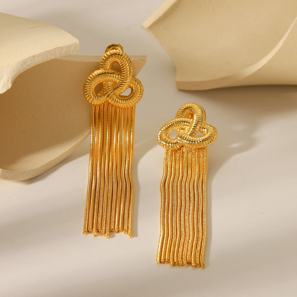 IG Style Tassel Geometric Stainless Steel Electroplating Earrings