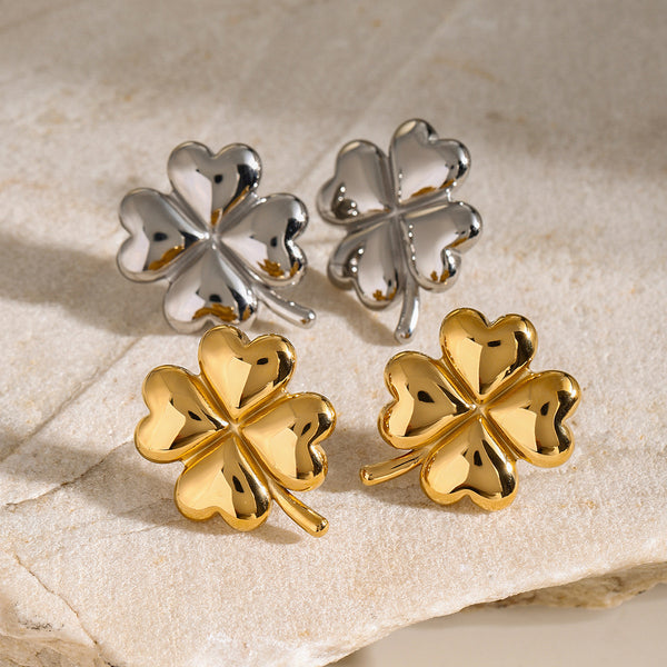 IG Style Petal Flower Stainless Steel 18K Gold Plated Earrings