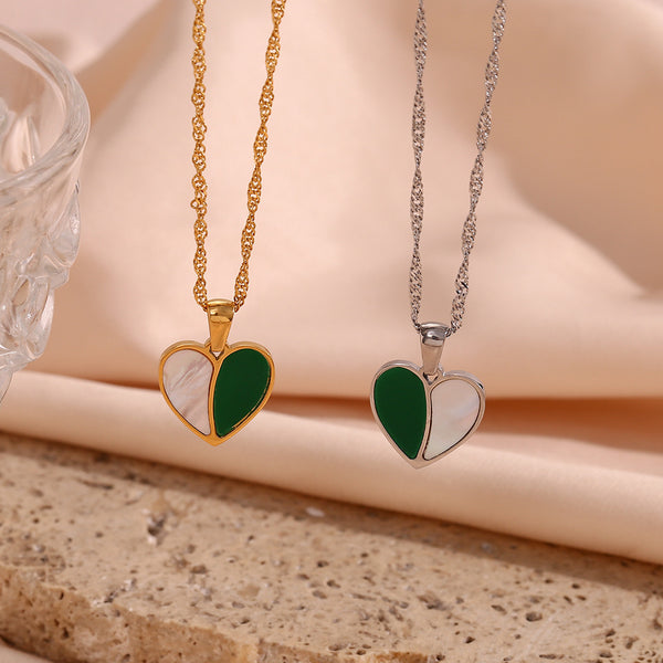 Fashion Heart Geometric Stainless Steel 18K Gold Plated Necklaces