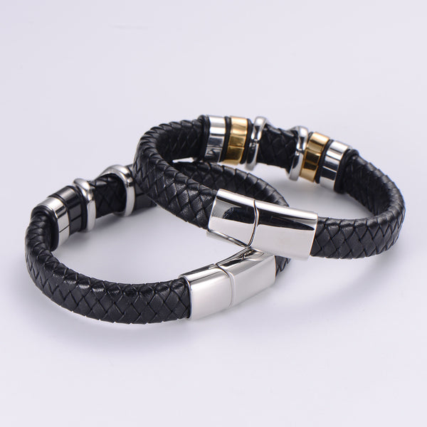 Retro Men Vintage Metal Leather Bangles