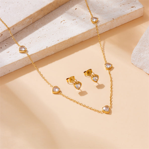 Women Fashion Heart Droplet Bell Stainless Steel Electroplating Jewelry Sets