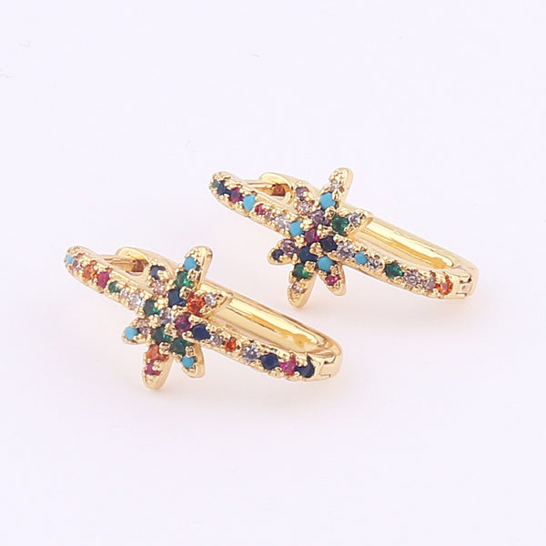 Niche Women Geometry U-Shape Copper Zircon Inlay Earrings