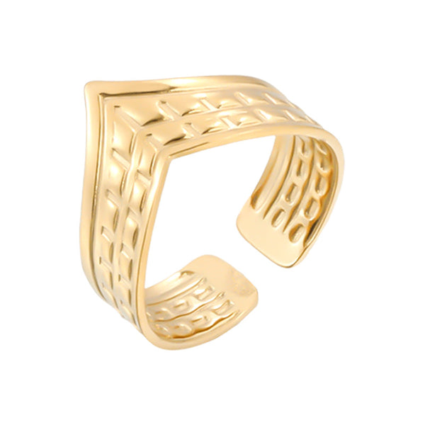 Vintage Unisex Retro Stripe Geometric Stainless Steel Electroplating Rings