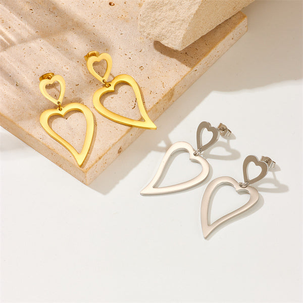 Fashion Heart Heart Titanium Steel Electroplating Earrings