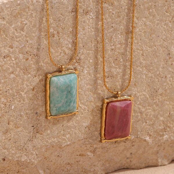 Fashion Quadrilateral Geometric Stainless Steel 18K Gold Plated Necklaces