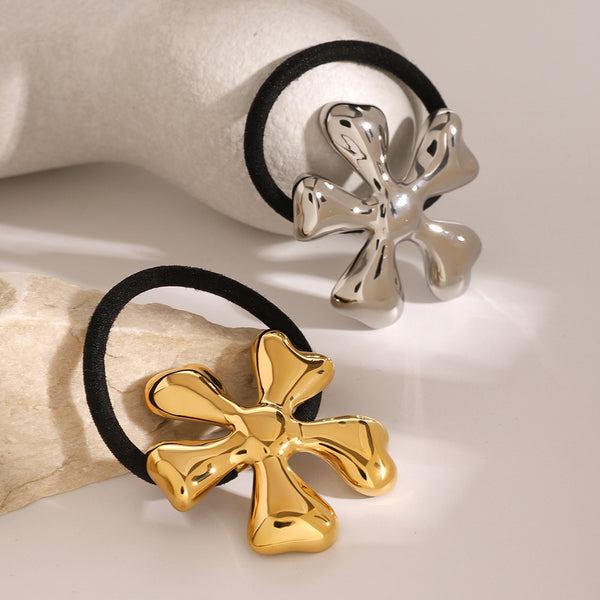 Flower Stainless Steel Electroplating Hair Ties