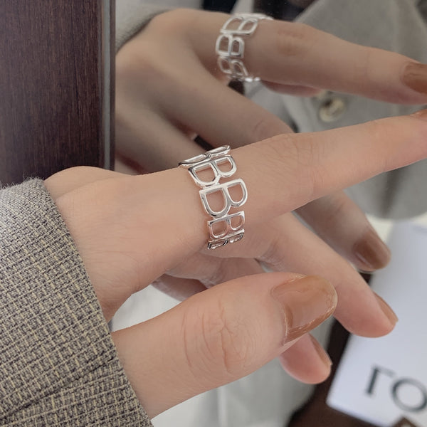 925 Sterling Silver Women Korean Chamfered Cube Heart Silver Silver Plating Rings