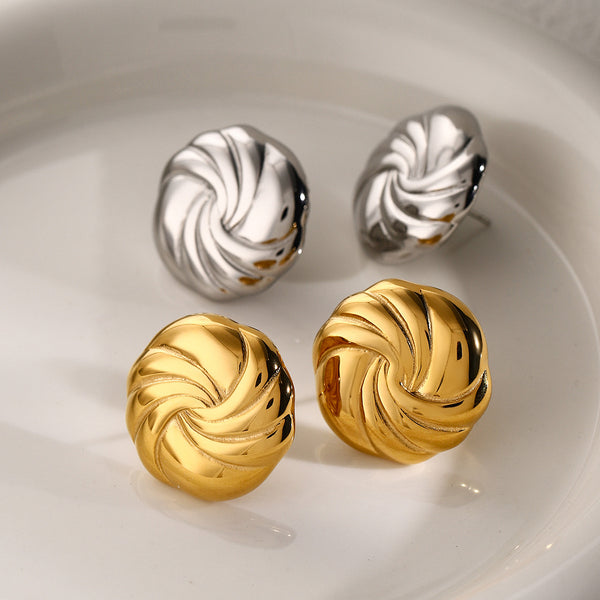 IG Style Round Stainless Steel 18K Gold Plated Earrings