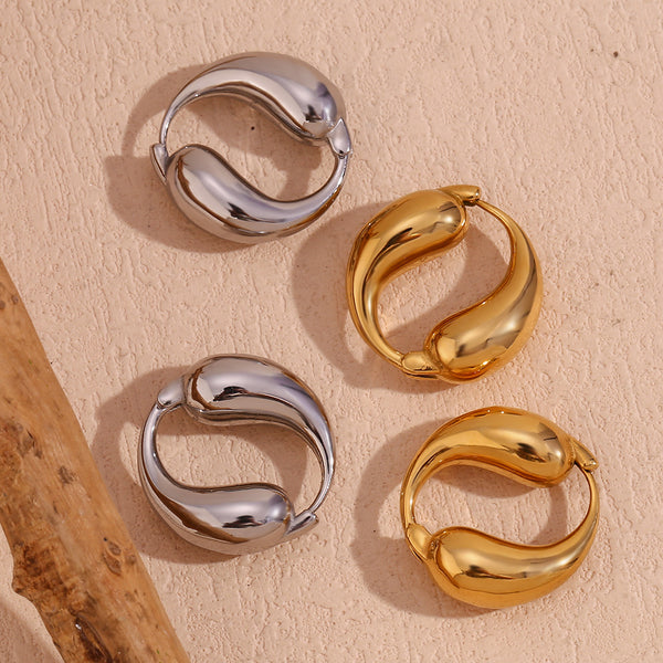 Fashion Circle Geometric Stainless Steel 18K Gold Plated Earrings