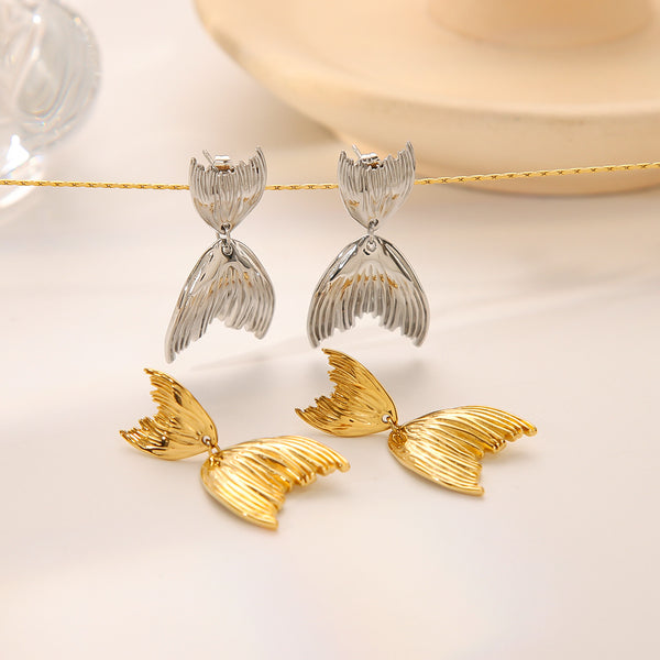 IG Style Mermaid Tail Geometric Stainless Steel Electroplating Earrings