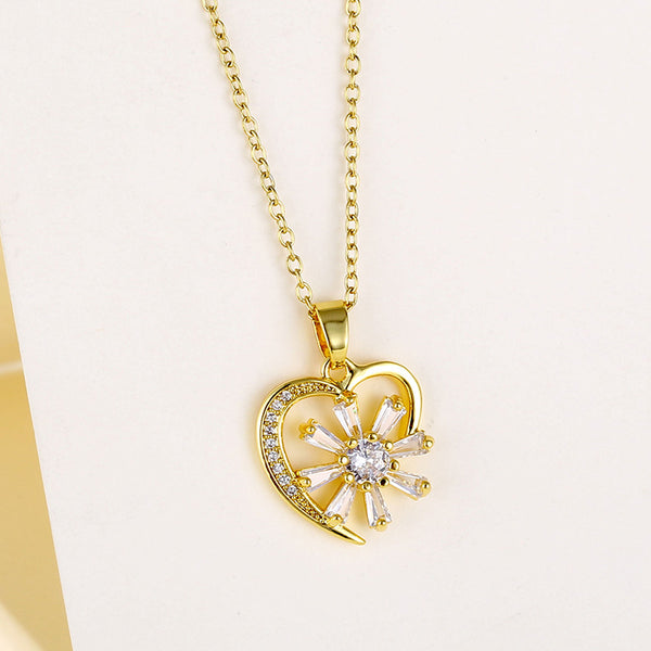 Women Minimalist Geometric Metal Heart Stainless Steel Electroplating Necklaces