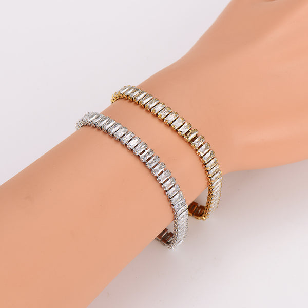 Unisex Minimalist Stripe Circle U-Shape Stainless Steel Polishing Bracelets