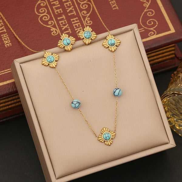 Vintage Retro Flower Flower Stainless Steel Electroplating Necklaces