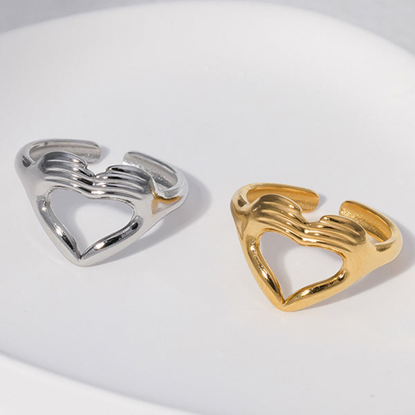 Unisex Expressive Heart Stainless Steel Electroplating Rings