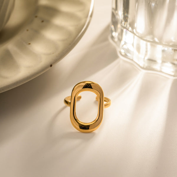 IG Style Circle Geometric Stainless Steel 18K Gold Plated Rings