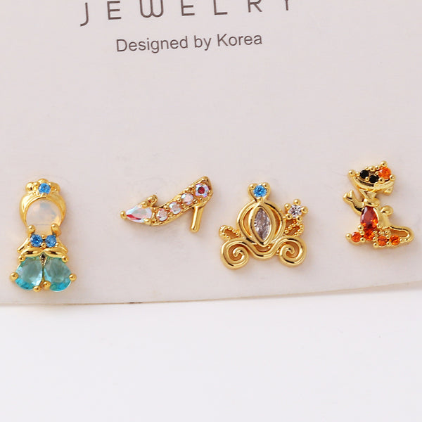 Cartoon Cartoon Zircon Zircon Inlay Earrings