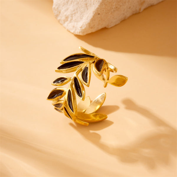 Fashion Leaf Leaf Stainless Steel Electroplating Rings