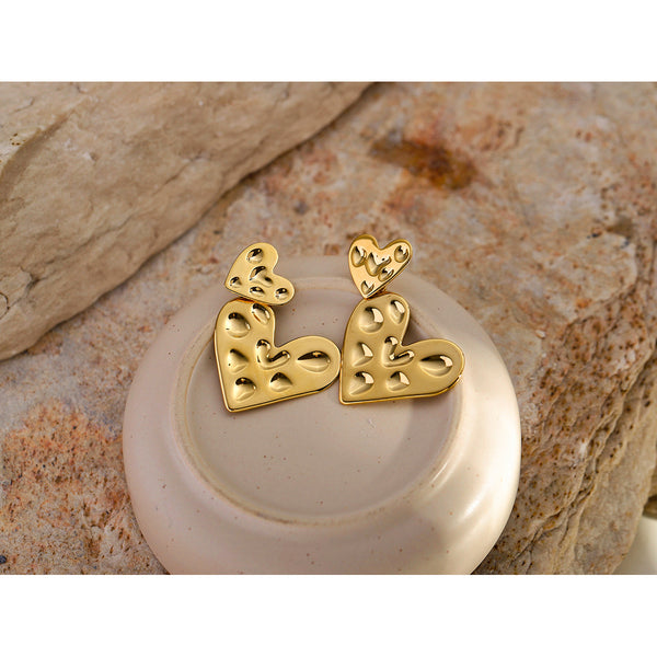 IG Style Heart Stainless Steel 18K Gold Plated Earrings