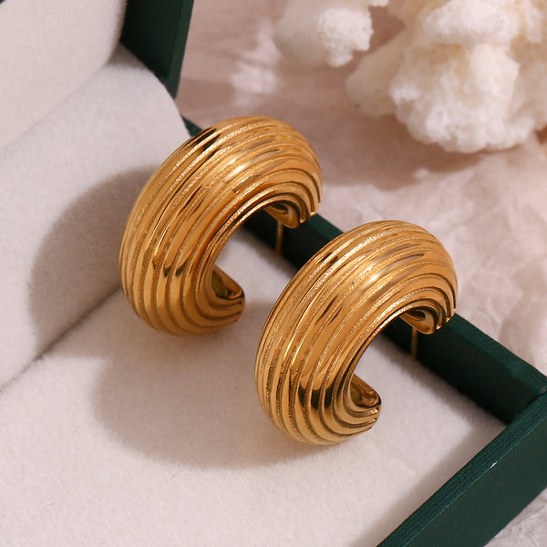 Fashion Circle Geometric Stainless Steel 18K Gold Plated Earrings