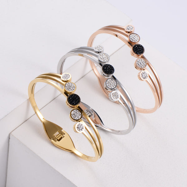 Japanese / Korean Women Metal Diamond Star Stainless Steel Bangles