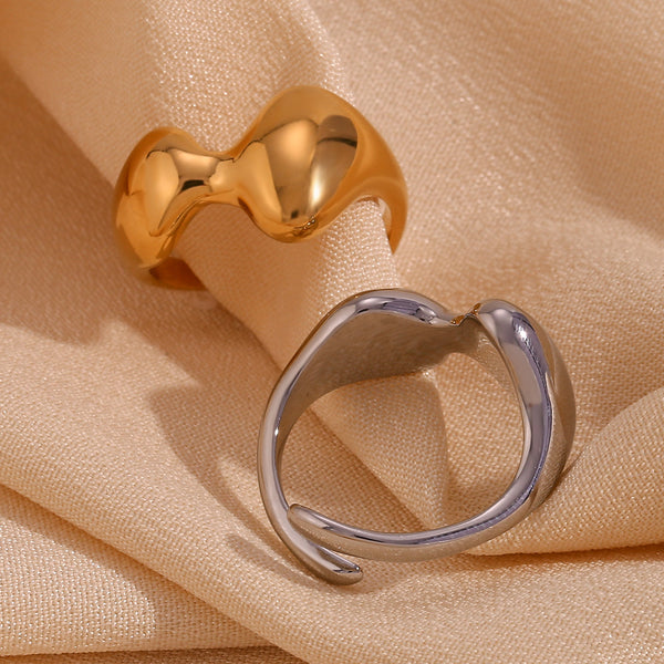 Minimalist Women Circle Geometric Stainless Steel 18K Gold Plated Rings