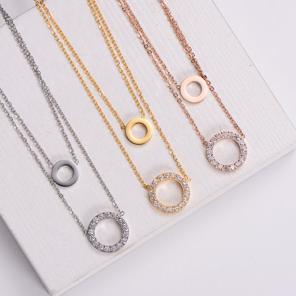 Women Korean Geometric Metal Diamond Doll Stainless Steel Electroplating Pendants