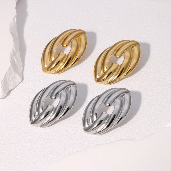 Minimalist Stripe Geometric Stainless Steel Electroplating Stud Earrings