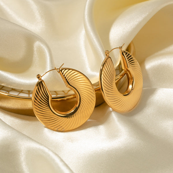 IG Style Circle Geometric Stainless Steel 18K Gold Plated Earrings