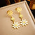 Fashion Little Daisy Flower Stainless Steel Electroplating Earrings