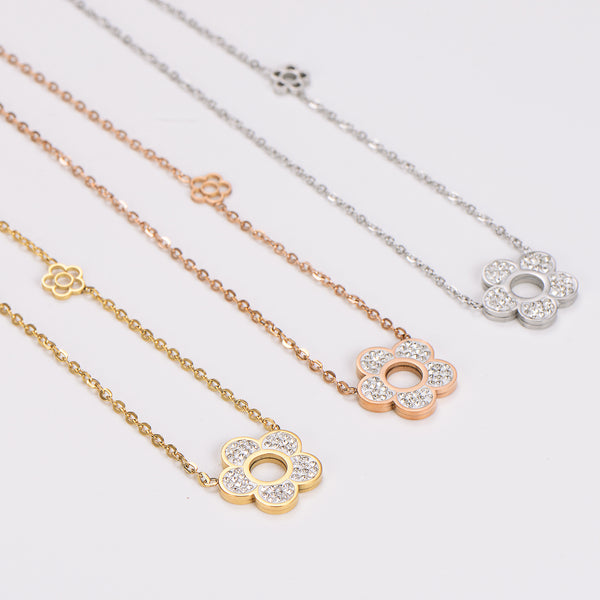 Fashion Bowknot Geometric Stainless Steel Electroplating Necklaces