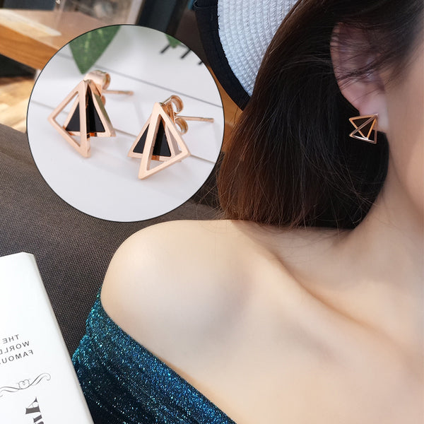 Geometric Titanium Steel Stud Earrings