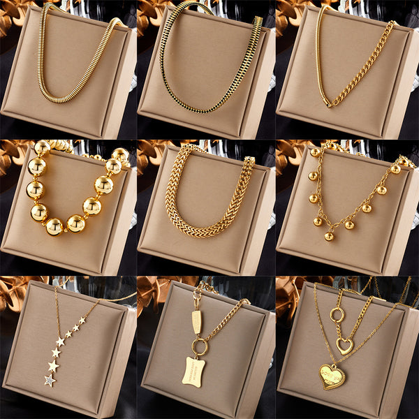 Fashion Chain Titanium Steel Electroplating Necklaces