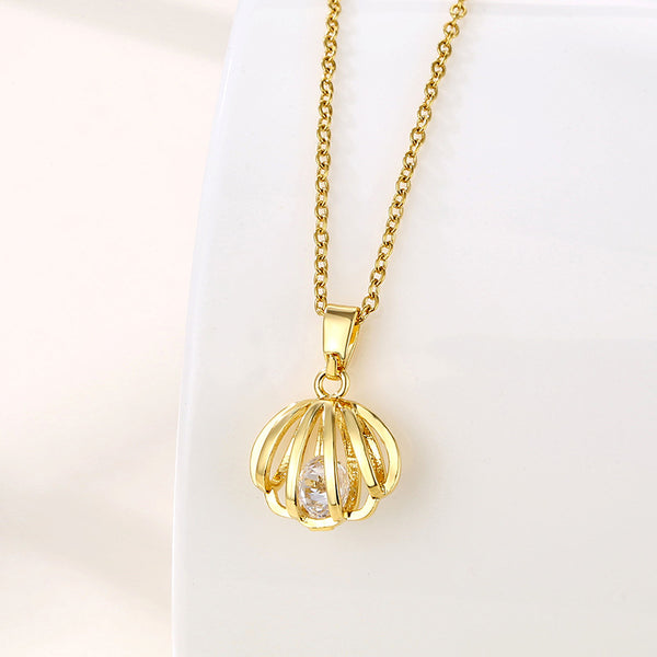 Women Minimalist Geometric Metal Shell Stainless Steel Electroplating Necklaces